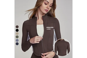 High Quality Advanced Sense Slim Standing Collar Zipper Top Ladies Lulu Sports Long-Sleeved Yoga Jacket Fitness Coat