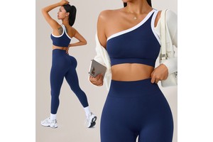 Yoga Outfit 2-Piece Set Off-shoulder Bra Beautiful Back Design Sports High-waisted Butt-lifting Pants Sweat-Wicking Pilates Set