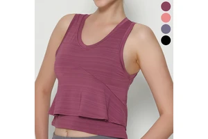 Wholesale Plus Size Sleeveless Crop Top Gym Wear High Quality Ladies Singlets Sport Ruffled Casual Vest for Yoga Fitness Running