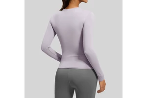 Women's Round-Neck Slim-Fit Lightweight Soft Breathable Sweat-Wicking Quick Dry Long-Sleeved Yoga Fitness Sports T-Shirt