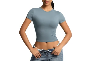 Cross-border Double-sided Nylon Casual Tight Quick-drying Pilates Top Yoga Clothes Short Sleeve Running Workout Exercise