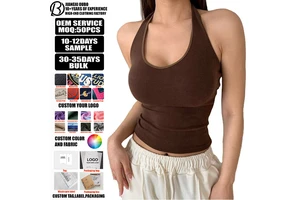 Custom Summer Women's Halter Top Velvet Sports Women's Short Women's Fitness Halter Sleeveless Vest