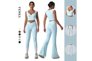 Women's Kink Fashion Compression Sportswear Breathable Lightweight Fitness Bra Tank Top Butt Lift Flared Leggings Ladies' Yoga