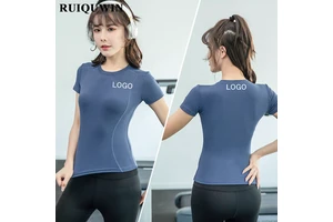 RUIQUWIN 2026 Spring Printing Logo Yoga Short Sleeved Tops Women's Thin Quick Drying Breathable Running Fitness Girls T-shirts