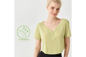 Factory Direct Sales Women's Yoga Gym Fitness Top Adult V Neck Breathable Ballet Training Yoga Top