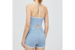 Wholesale Seamless Supportive Color Matching Sports Underwear Yoga Halter Beautiful Back Hanging Neck Quick Dry Sports Vest