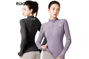 RUIQUWIN Women's Zipper Tight-fitting Quick-drying Long-sleeved Top Yoga Sports Workout Jacket Running Fitness Clothes
