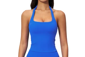 Outdoor Summer Lightweight Breathable Printed Square Neck Halter Yoga Tank Top Skinny Fit Quick Dry Spandex/Nylon Sports Vest
