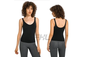 2023 Spring Color V-neck Yoga Tank Top for Women U-shaped Back, Skin-friendly Nude Skintight Fitness Vest Better Than -