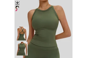 Breathable Yoga Tank Top Stylish Cross-Back Design Four-Way Stretch Shock-Absorbing Sports Top Quick-Dry Front Outdoor Running