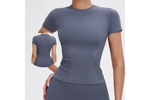 Private Label Activewear Seamless Yoga Short-sleeved Round Neck Comfortable Sports Tight-fitting Yoga T-shirt Sports Top EDX5081