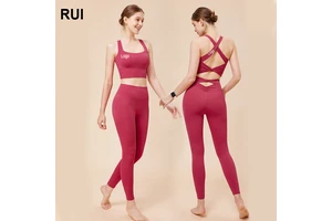 RUIQUWIN Custom Women's Cross Backless Yoga Bra High Stretch Tight Fitness Vest Quick Dry Running Sports Top Gym Activewear OEM