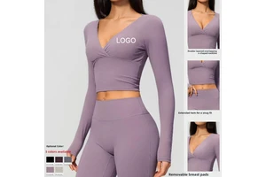 New Creamy-Texture Yoga Long-Sleeve Top Women Waist-Cinching Slimming Figure-Hugging Three-Dimensional Drape Sweat-Wicking