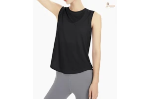 Women's Casual Summer Sleeveless Yoga Tank Top Quick Dry Loose Fit Exercise Running Hand Knitted Solid Pattern