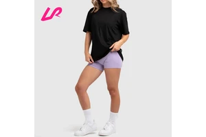 Wholesale Custom logo Short Sleeve Crew Neck T-shirt for Women Soft Fabric Oversized Tee Loose Casual Top Workout Sports T-shirt
