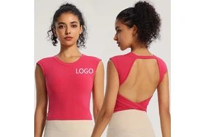 Women's Lightweight Breathable Yoga Top Sleeveless Sports Short for Outdoor Running Backless with Padded Plus Size Options