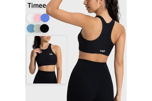 Vertical Rib High Neck Stretch Skin-friendly I-tank Top Ribbed Seamless Bra With Chest Pad High Strength Shock-proof Yoga Wear