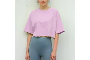 Women's New Eco-Friendly Short Sleeve Yoga Gym Top Breathable Fitness Cropped T-Shirt for Sports Casual Running Workout