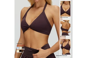TongJoes Cross-Border Women's Seamless Breathable Halter Yoga Bra Sports Beautiful Back Design Light Support Tight-Fitting