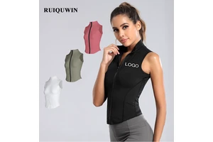 RUIQUWIN Wholesale Custom High Quality Running Sleeveless Vest Sportswear Jacket Sports Women's Tank Tops Zipper Yoga Tops