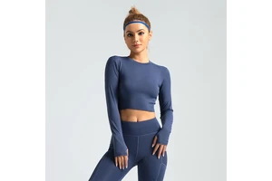Women's Customized High Quality Seamless Yoga Top Long-Sleeved Quick Dry Stretch Fashion Exercise Clothing Breathable Feature