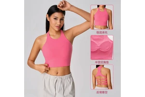 Women's Sexy Cross Racerback Sports Bra Vest With Breathable Fitness Hollow Out Halter Yoga Top Running Yoga Gym Tank Top