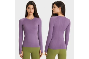 Antum New Lady Long Sleeve Slim Round Neck Sports T-shirts Sports Fitness Running Quick Dry Lightweight Top