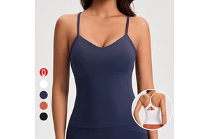 Women's V-neck Spaghetti Straps Tank Top Slim Fit Fitness Breathable Spandex Sportswear Four-Way Stretch Gym Workout Shirts