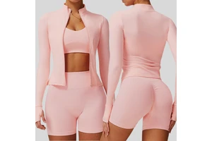 Zipper Tight Running Top Breathable Nude Feel Fitness Wear Training Quick-drying Long Sleeve Yoga Sport Gym Top Women Jacket