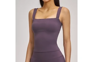 Women'S Square Neck Yoga Tank Seamless Top Quick Dry Stretch Activewear Sports Bra