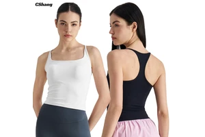 Women's Breathable Lightweight Soft Padded Four-Way Stretch Racer Back Workout Tank Top for Gym Pilates Yoga Quick-Drying
