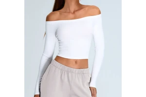 Spring New Tight-fitting Threaded Women's Sportswear One-shoulder Fitness & Yoga Wear Pilates Running Long-sleeved Sports Top