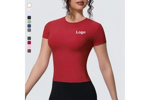 YIYI Summer Quick Dry Workout Tops for Women Slim Fit Athletic Running Gym Yoga Short Sleeve Shirts Breathable Crewneck Tees
