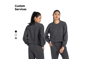 Women's Athletic Neck Casual Yoga Sweatshirt Quick-Drying Lightweight Air-Layer Draped Sports Style Front Model DAW015