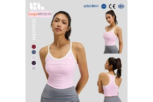 New Line Sense Breathable Spandex/Polyester Sports Vest One-piece Cup Beautiful Back Shockproof Sports Yoga Bra Top for