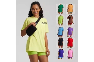 Sport T-Shirt for Women Fitness Outdoor Yoga T-Shirts Double Brushed Activewear Breathable Quick Qry