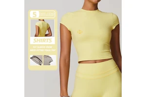 2025 New Tight Quick Drying Short Sleeved Yoga Short Sleeved Sports Fitness T-Shirt Top Casual Running Yoga Suit