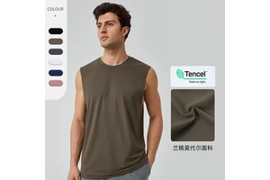 Men Modal Tank Top Wide Shoulder Loose Fit Cooling Breathable Gym Workout Training Yoga Sleeveless Shirt Summer 51118