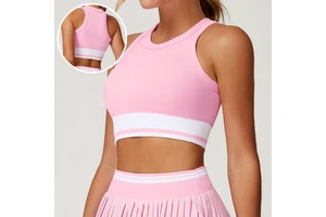 2025 New Style Reversible Cross Back Shockproof Yoga Crop Top for Women Breathable Quick Dry Sports Underwear Lightweight Front