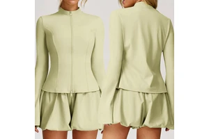Women's Long-Sleeved Zipper Coat Quick-Drying Breathable Yoga Running Sports Top for Summer Sunscreen Cross-Border Exercise Sets