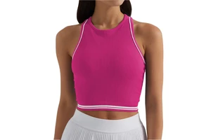 Women's Sexy Contrast Color Compression Sleeveless O-Neck Tank Tops Knitted Racerback Sportswear Quick Dry Spandex/Nylon 220g