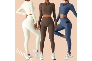 Fashion Gym Athletic Wear for Women Moisture Wicking Short Sleeve Crop Top Compression Gym Sportswear Workout Sets