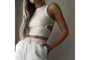 Custom Logo Ladies Cotton White Ribbed Printing Crop Top Tank Women's Tank Tops