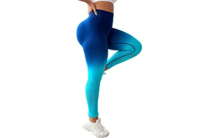 Women's Nylon Seamless Elastic Waist High Scrunch Butt Yoga Pants Full Length Peach Butt Sexy Fitness Plus Size Gradient