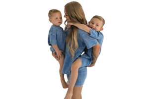 Mommy And Me Outfit Manufacturer Vintage Washed Acid T Shirt Shorts Set Mommy And Me 2 Piece Summer Set