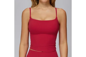 Brushed Breathable Four-Way Stretch Yoga Tank Open Back Shoulder Strap Women Sports Vest Nylon Spandex