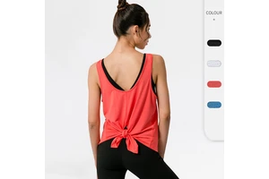 Custom logo Women's Breathable U Neck Sports Tops Muscle Shirt Quick Dry Loose Running Workout Gym Singlet Yoga Women Tank Top