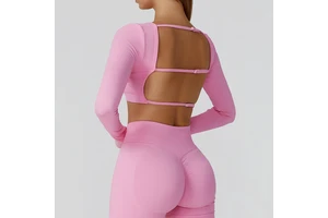 Factory Direct Wholesale Comfortable Fitness Yoga Top Fashionable Long-Sleeved Backless Shirt Skin-Friendly Seamless Design