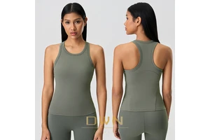 Women's Slim-Fit Sleeveless Top for Sports New Spring Summer Style Nude Yoga Clothes with Chest Pads Breathable Lightweight Vest