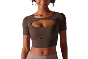 Customize Classic Women's Double Layer Camisole Bra Breathable Mesh Patchwork Summer Fitness Yoga Top with Sexy Short Sleeve